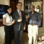 Mike Miyamoto Global Brand ambassador for Suntory with Tulleeho's Vikram Achant and Sweta Mohanty