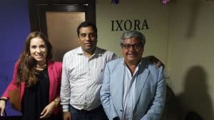 Maria Jovells and Richard Gill from Covides Vineyards and Wineries and Sachin Rane of Ixora Vineyards, who are going to importers and distributors for Xenius